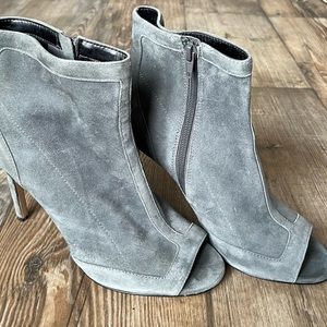 Charles David Grey Open-Toe Booties